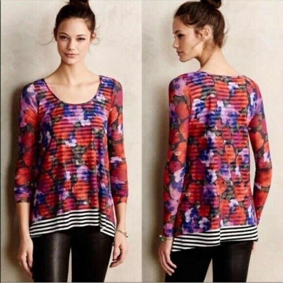 Anthropologie Tops - NWT Anthropologie Weston Wear Floral Striped Top M